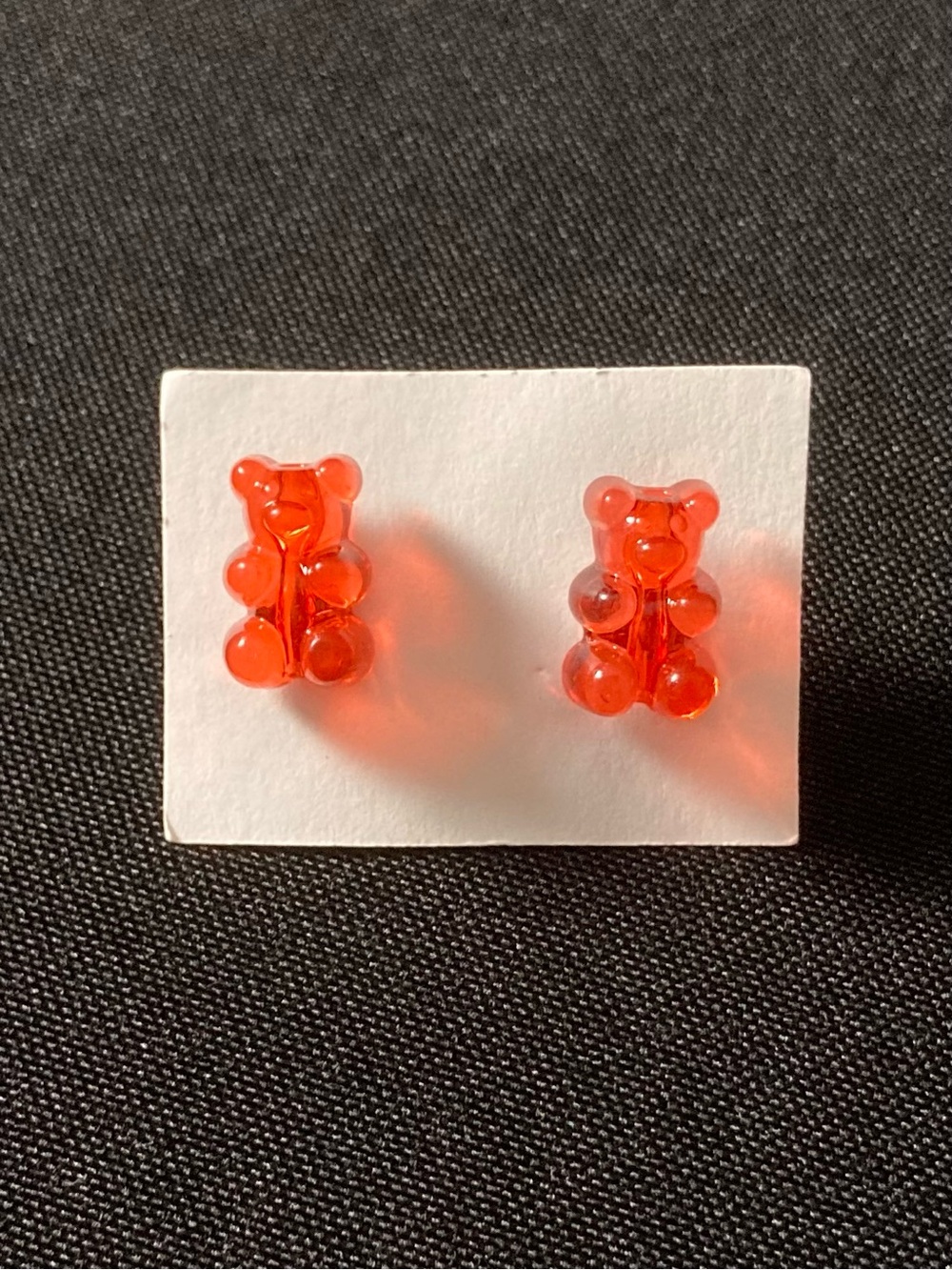 Handmade Cherry Red Transparent Gummy Bear Stud Earrings